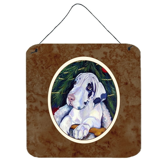 Carolines Treasures 7172DS66 Christmas Tree with Harlequin Great Dane Wall or Door Hanging Prints 6x6 multicolor