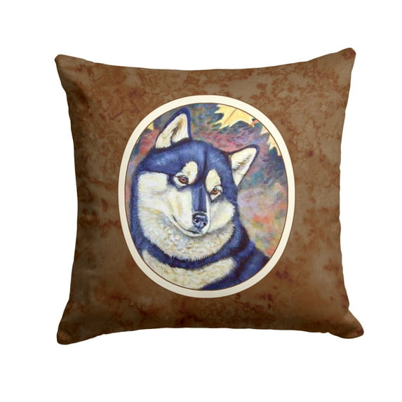Carolines Treasures 7173PW1414 Fall Leaves Siberian Husky Fabric Decorative Pillow  14Hx14W multicolor