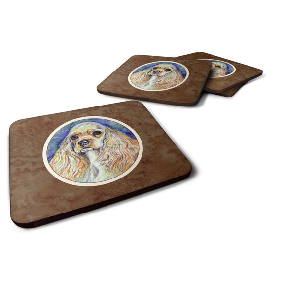 Carolines Treasures 7178FC Buff Cocker Spaniel Foam Coaster Set of 4 3 1/2 x 3 1/2 multicolor