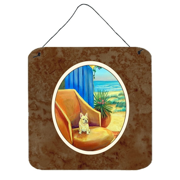 Carolines Treasures 7181DS66 French Bulldog at the beach cottage Wall or Door Hanging Prints 6x6 multicolor