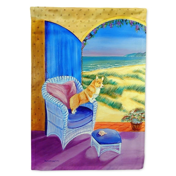 Carolines Treasures 7184-FLAG-PARENT Pembroke Corgi room with a view Flag  multicolor