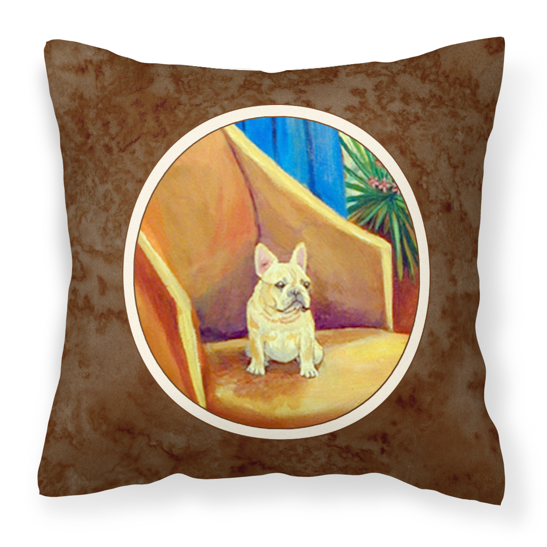 Carolines Treasures 7189PW1414 French Bulldog Couch Sitting Fabric Decorative Pillow 14Hx14W multicolor