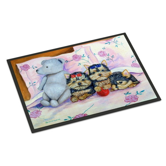 Carolines Treasures 7192JMAT Yorkie Puppies three in a row Doormat 24x36 36"L x 24"W multicolor