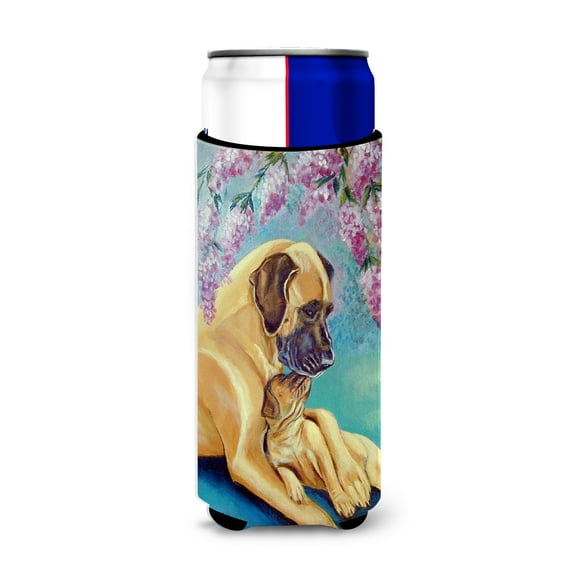 Carolines Treasures 7233MUK Great Dane and puppy Ultra Hugger for slim cans Slim Can multicolor