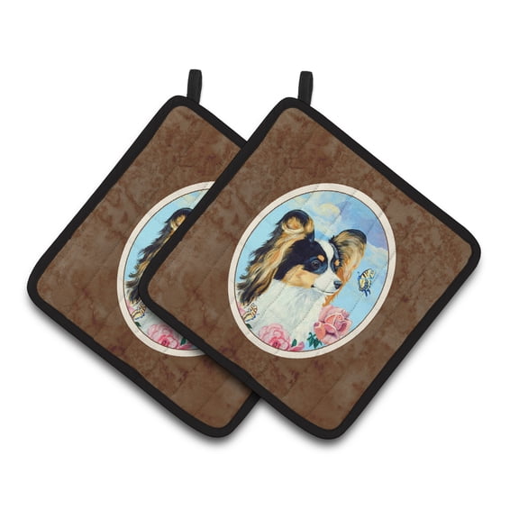 Carolines Treasures 7242PTHD Papillon Pair of Pot Holders , 7.5HX7.5W, multicolor