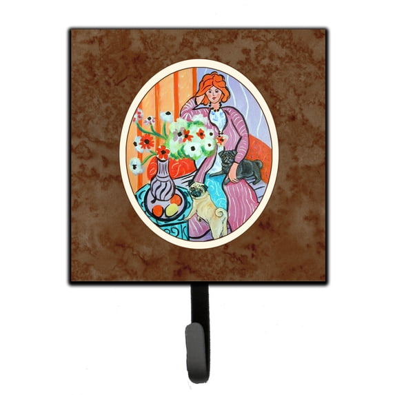 Carolines Treasures 7266SH4 Lady with her Pug Leash or Key Holder 7Hx4.25W multicolor