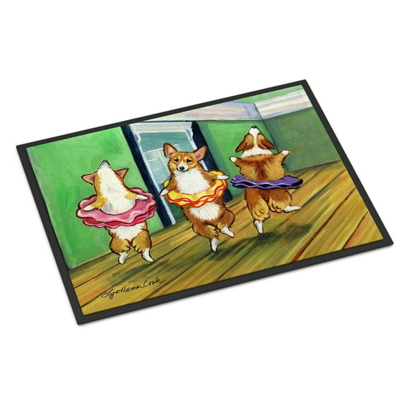 Carolines Treasures 7276JMAT Little Ballerina Corgi Doormat 24x36 36"L x 24"W multicolor