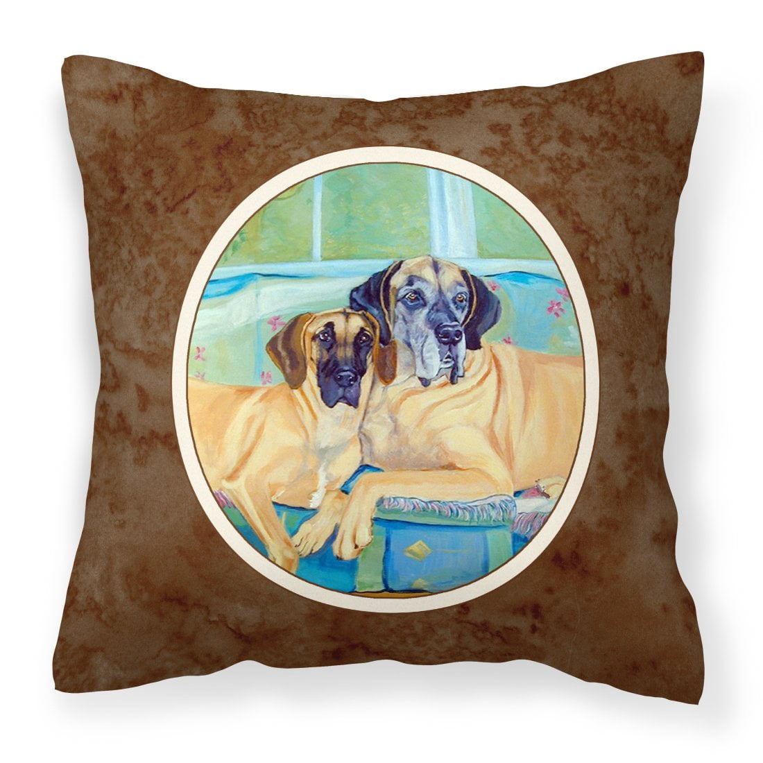 Carolines Treasures 7280PW1414 Great Dane Fabric Decorative Pillow 14Hx14W multicolor