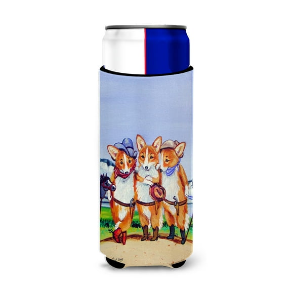 Carolines Treasures 7283MUK Cowboy Corgi Ultra Hugger for slim cans Slim Can multicolor