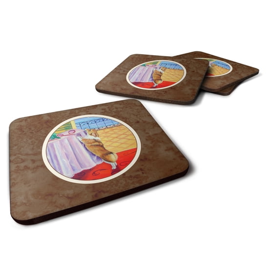 Carolines Treasures 7285FC Corgi Foam Coaster Set of 4 3 1/2 x 3 1/2 multicolor