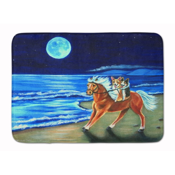 Carolines Treasures 7318RUG Corgi Beach Ride on Horse Machine Washable Memory Foam Mat 19 X 27" multicolor