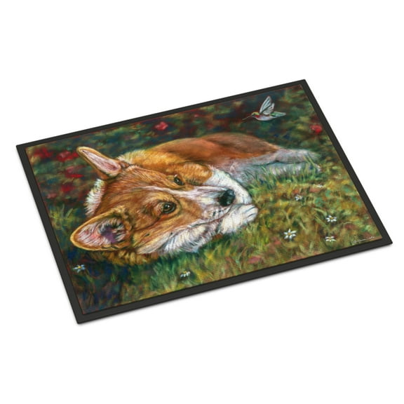 Carolines Treasures 7326MAT Corgi Pastel Hummingbird Doormat 18x27 27"L x 18"W multicolor