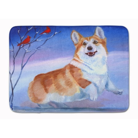 Carolines Treasures Corgi Snow Cardinal Floor Mat, 19" x 27", Multicolor
