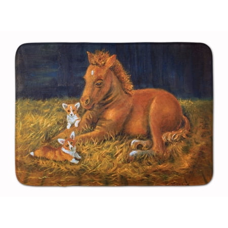 Carolines Treasures 7329RUG Corgi Sunrise with Colt Machine Washable Memory Foam Mat 19 X 27" multicolor