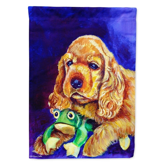 Cocker Spaniel with Frog Flag Canvas House Size