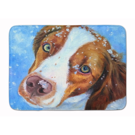 Carolines Treasures 7348RUG Snow Baby Brittany Spaniel Machine Washable Memory Foam Mat 19 X 27" multicolor