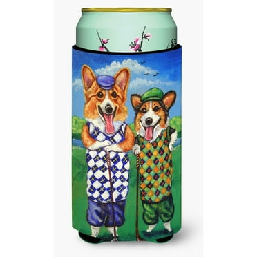 Carolines Treasures 7361TBC Corgi Golfers Tall Boy Hugger Tall Boy multicolor