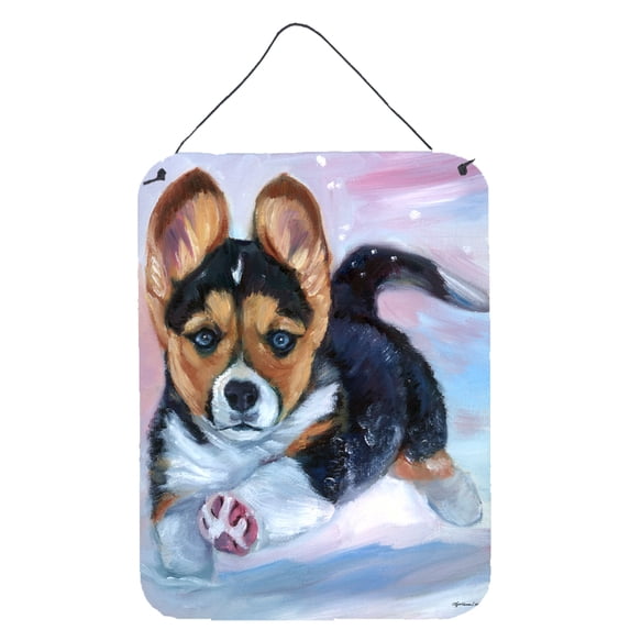 Carolines Treasures 7371DS1216 Puppy Chase Corgi Wall or Door Hanging Prints 12x16 multicolor