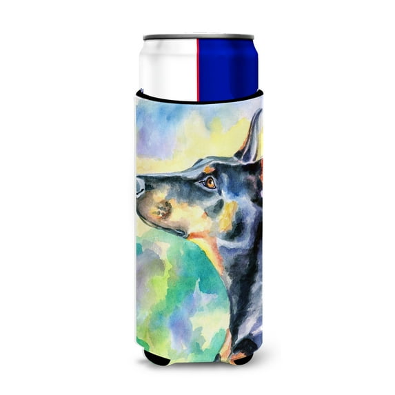 Carolines Treasures 7372MUK Watercolor Doberman Ultra Hugger for slim cans Slim Can multicolor