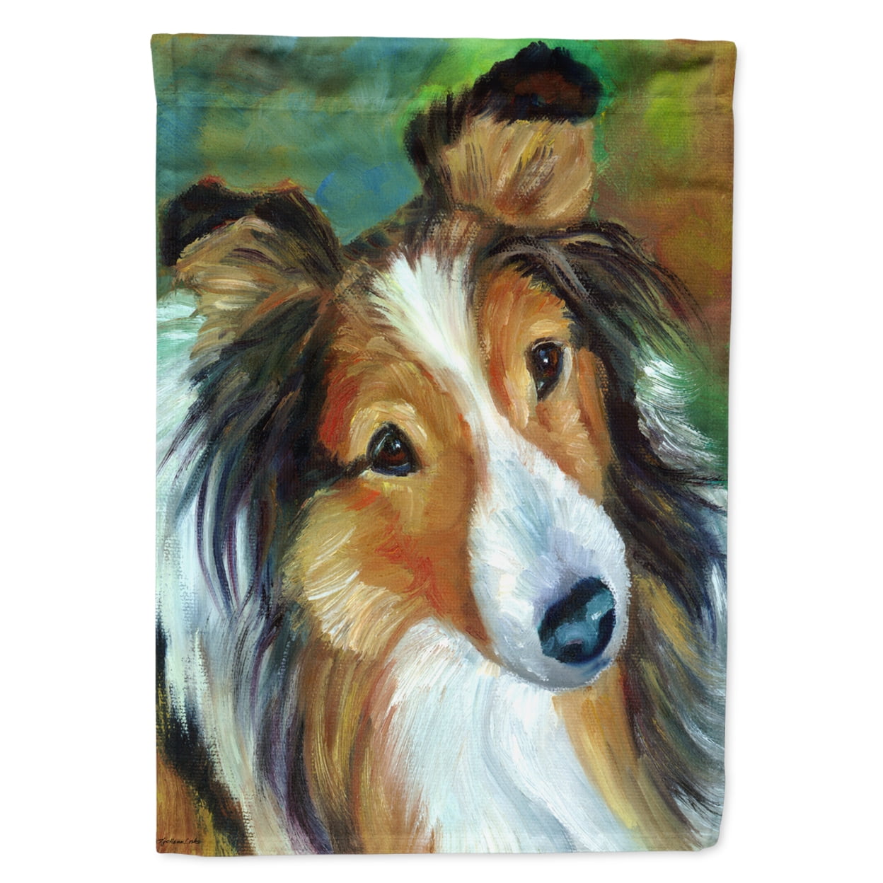 Carolines Treasures 7396GF Sheltie Curiosity Garden Flag Garden Size multicolor