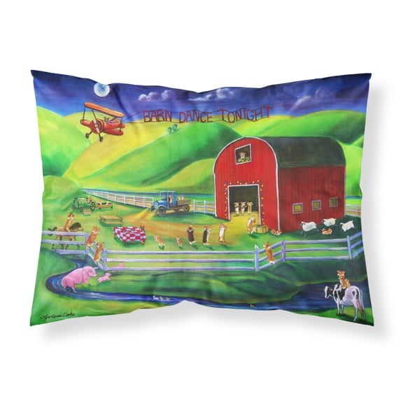 Carolines Treasures 7404PILLOWCASE Corgi Barn Dance Fabric Standard Pillowcase Standard multicolor