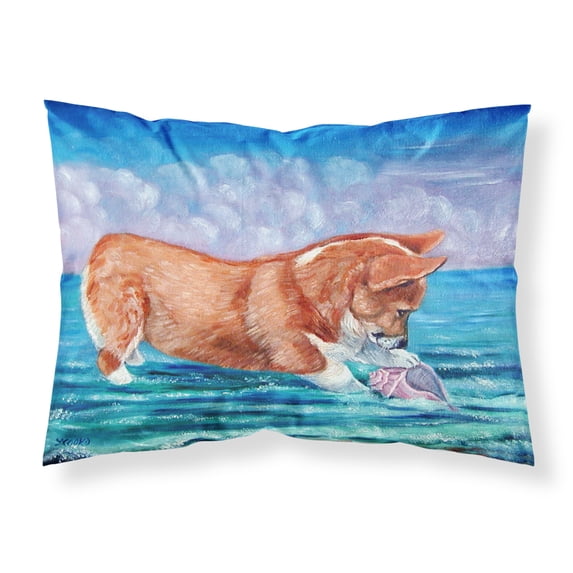 Carolines Treasures 7407PILLOWCASE Corgi Sea Shell Find Fabric Standard Pillowcase Standard multicolor