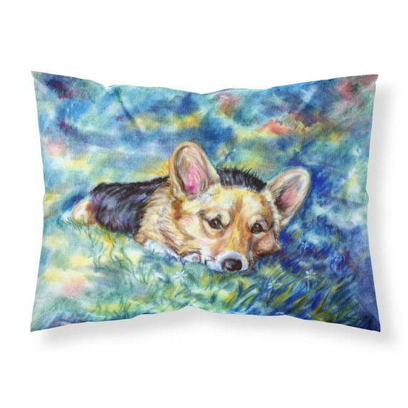 Carolines Treasures 7409PILLOWCASE Corgi Tuckered Out Fabric Standard Pillowcase Standard multicolor