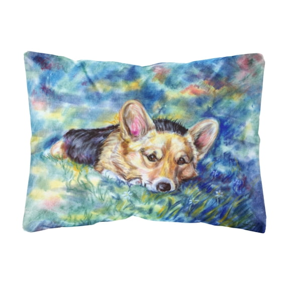 Carolines Treasures 7409PW1216 Corgi Tuckered Out Canvas Fabric Decorative Pillow, 12H x16W, multicolor