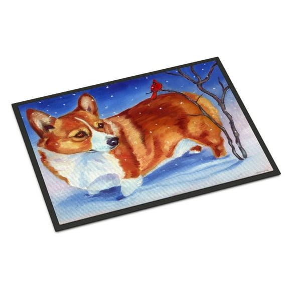 Carolines Treasures 7411JMAT Corgi Cardinal Buddy Doormat 24x36 36"L x 24"W multicolor