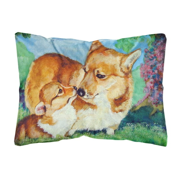 Carolines Treasures 7412PW1216 Corgi Mommas Love Canvas Fabric Decorative Pillow, 12H x16W, multicolor