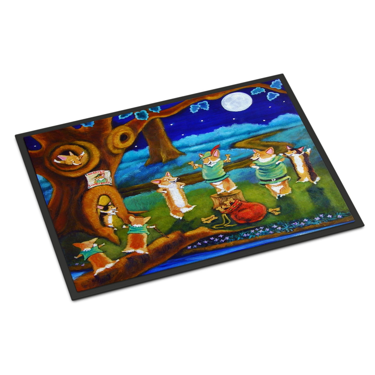 Carolines Treasures 7415JMAT Corgi Robin Hood Doormat 24x36 36"L x 24"W multicolor