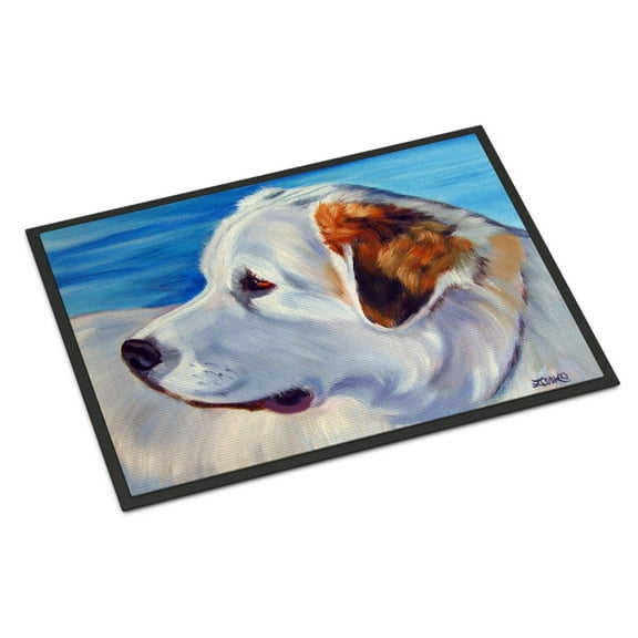 Carolines Treasures 7417JMAT Great Pyrenees at the Beach Doormat 24x36 36"L x 24"W multicolor