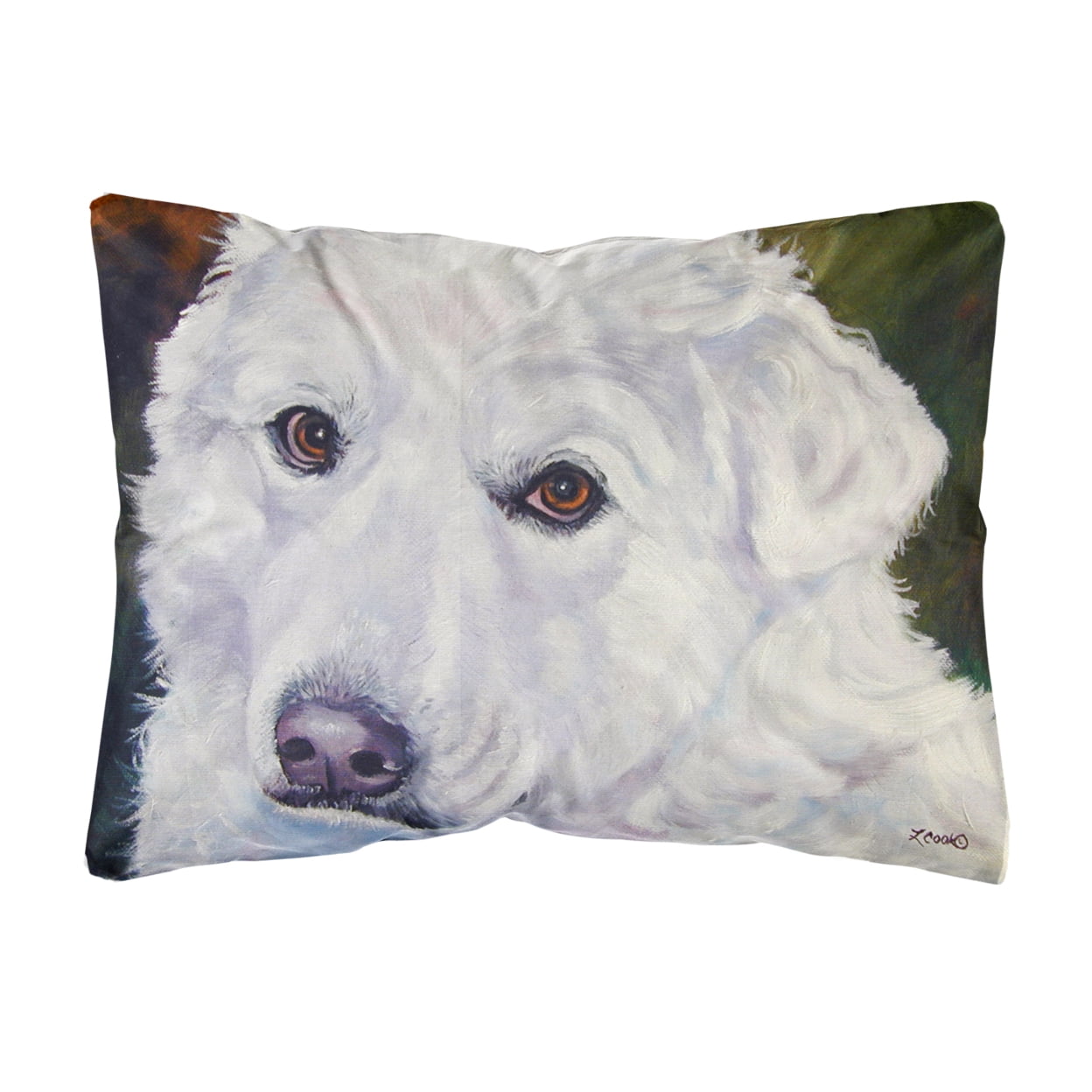 Carolines Treasures 7418PW1216 Great Pyrenees Contemplation Canvas Fabric Decorative Pillow, 12H x16W, multicolor
