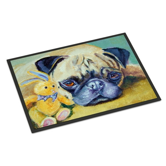 Carolines Treasures 7423JMAT Pug Bunny Rabbit Doormat 24x36 36"L x 24"W multicolor