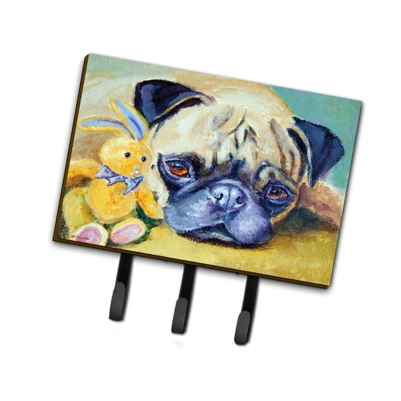 Carolines Treasures 7423TH68 Pug Bunny Rabbit Leash or Key Holder Triple multicolor