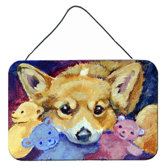 Carolines Treasures 7431DS812 Corgi with all the toys Wall or Door Hanging Prints 8x12 multicolor