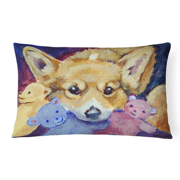 Carolines Treasures 7431PW1216 Corgi with all the toys Fabric Decorative Pillow , 12H x16W, multicolor