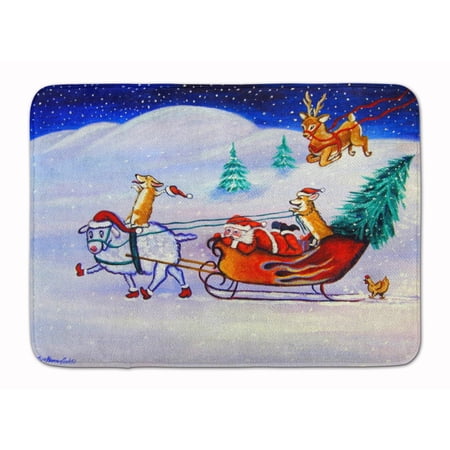 Carolines Treasures 7442RUG Corgi Highhacked Santa Claus Sleigh Machine Washable Memory Foam Mat 19 X 27" multicolor