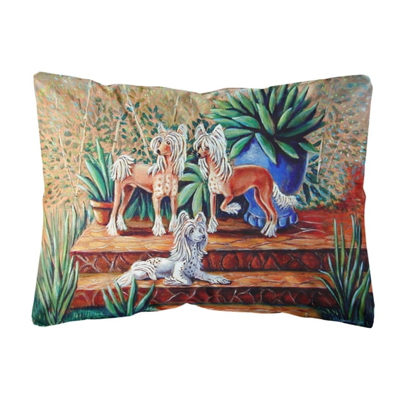 Carolines Treasures 7505PW1216 Chinese Crested Canvas Fabric Decorative Pillow, 12H x16W, multicolor