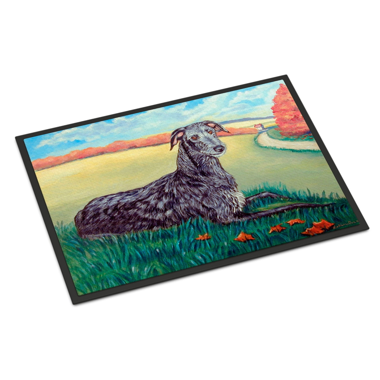 Carolines Treasures DAC2312JMAT 24 x 36 in. Unisex Basenji Christmas Flowers Doormat