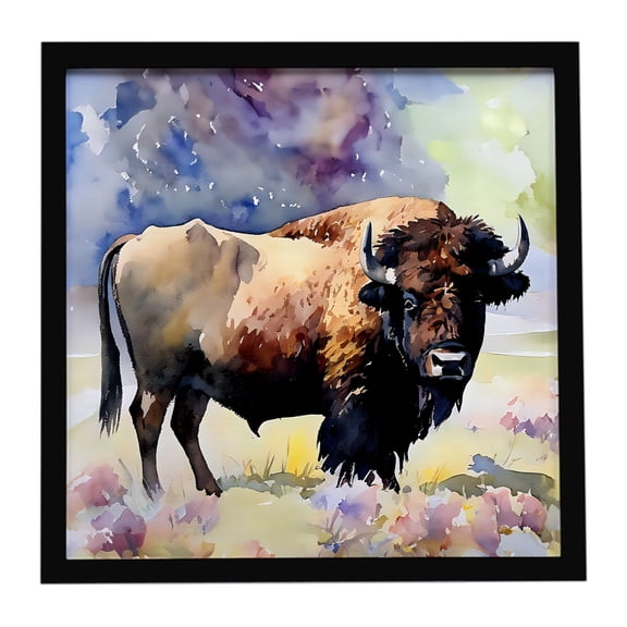 Caroline's Treasures American Bison Framed Metal Print Bathroom, Kitchen, Office, Home Decor Wall Art Ready to Hang, Square, 8X8