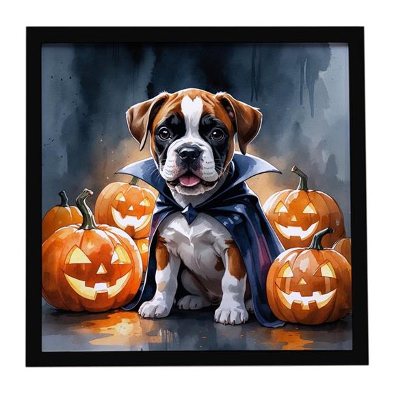 Carolines Treasures 8 x 8 in. Boxer Puppy Halloween Framed Metal Print