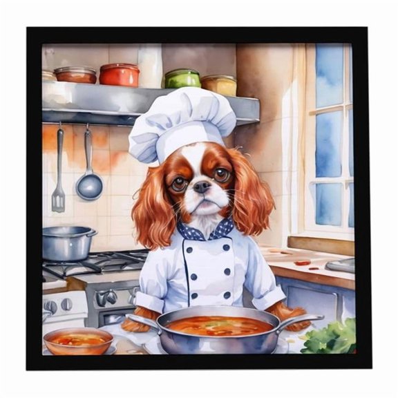 Carolines Treasures 8 x 8 in. Cavalier Spaniel The Chef Framed Metal Print