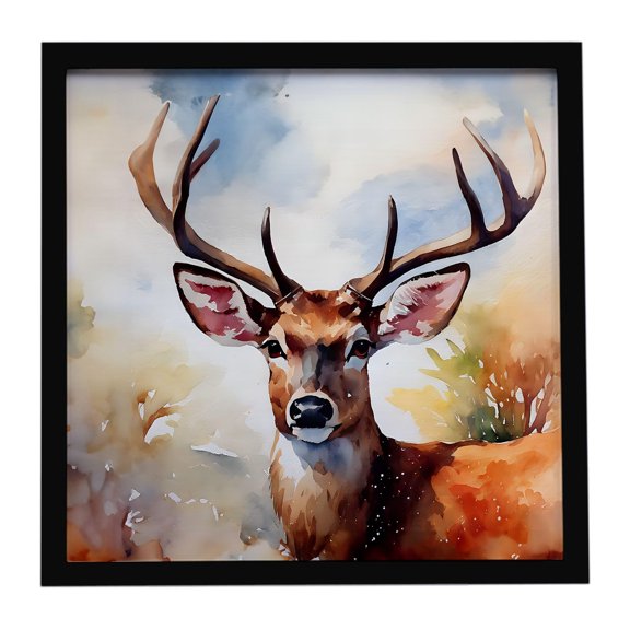 Caroline's Treasures Deer Framed Metal Print Bathroom, Kitchen, Office, Home Decor Wall Art Ready to Hang, Square, 8X8