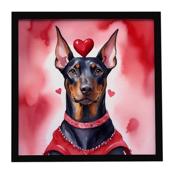Carolines Treasures 8 x 8 in. Doberman Pinscher My Valentine Framed Metal Print