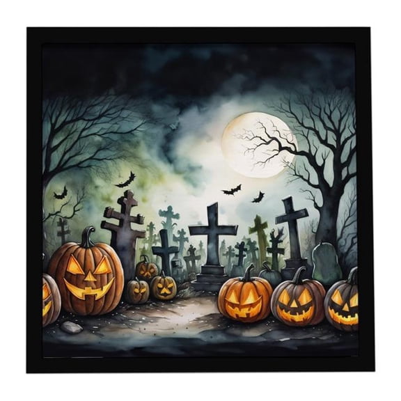 Carolines Treasures 8 x 8 in. Graveyard Spooky Halloween Framed Metal Print