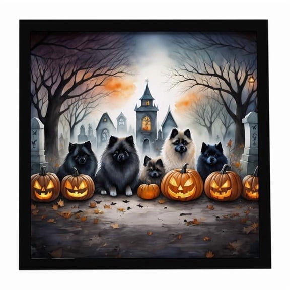 Carolines Treasures 8 x 8 in. Keeshond Spooky Halloween Framed Metal Print