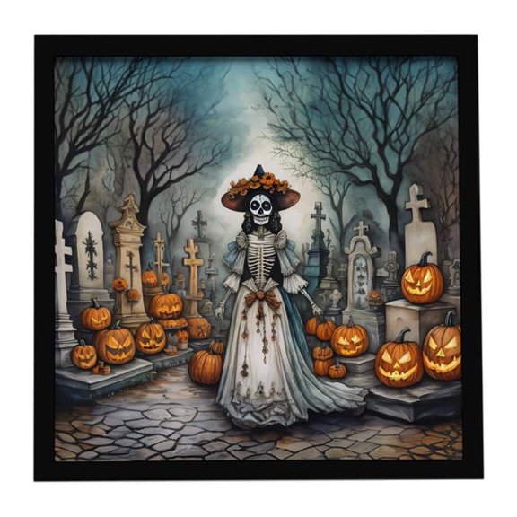 Carolines Treasures 8 x 8 in. La Catrina Skeleton Spooky Halloween Framed Metal Print