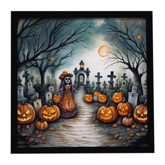Carolines Treasures  8 x 8 in. La Catrina Skeleton Spooky Halloween Framed Metal Print