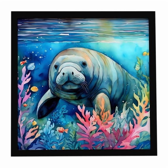 Carolines Treasures  8 x 8 in. Manatee Framed Metal Print
